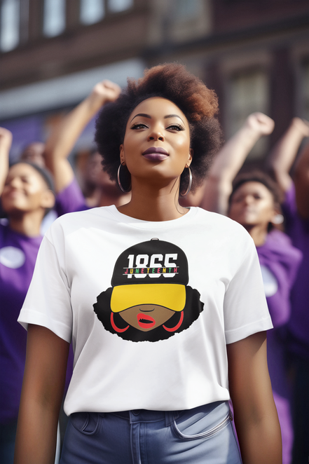 Lady Wearing a Juneteenth 1865 Hat T-Shirt