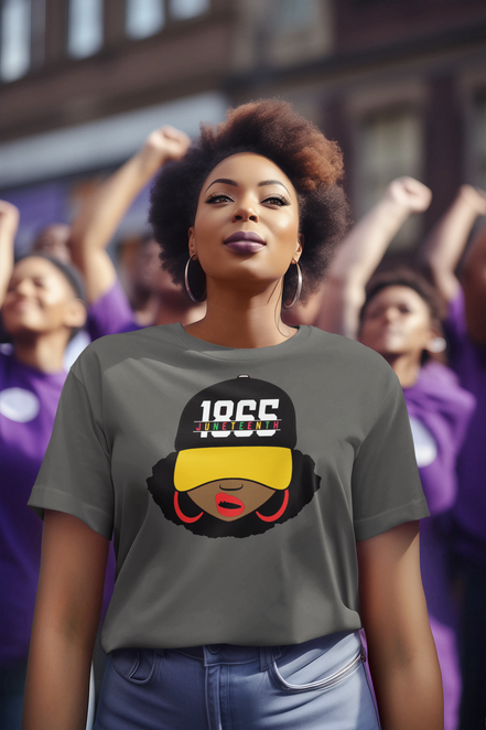 Lady Wearing a Juneteenth 1865 Hat T-Shirt