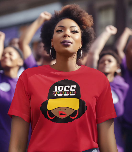 Lady Wearing a Juneteenth 1865 Hat T-Shirt