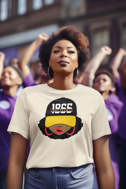 Lady Wearing a Juneteenth 1865 Hat T-Shirt