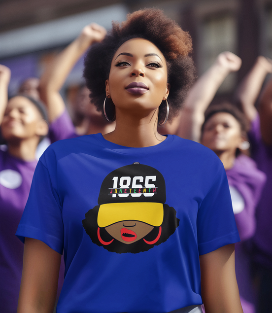 Lady Wearing a Juneteenth 1865 Hat T-Shirt