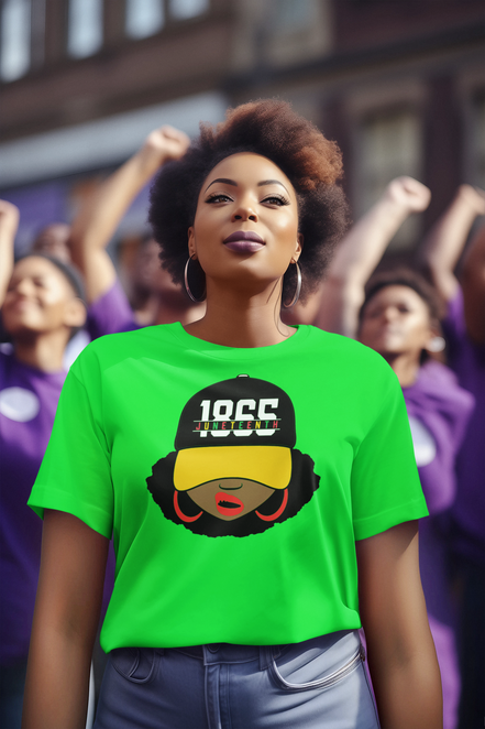 Lady Wearing a Juneteenth 1865 Hat T-Shirt