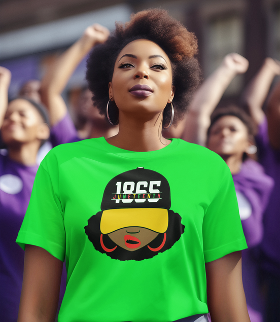 Lady Wearing a Juneteenth 1865 Hat T-Shirt